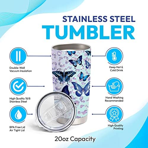 Hyturtle Custom Name Butterfly Design 20oz Tumbler With Lid