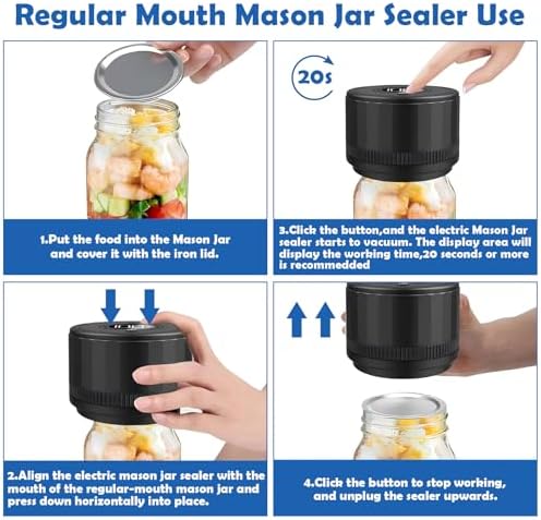 Easy Jar Sealer with LED for Freshness ZKhopelink Mason Jar Saler