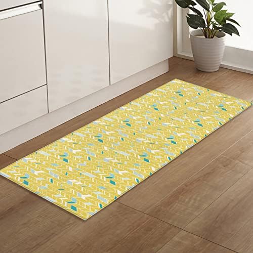 2Pcs Anti Fatigue Kitchen Rugs Geometric Design for Kitchen Standing