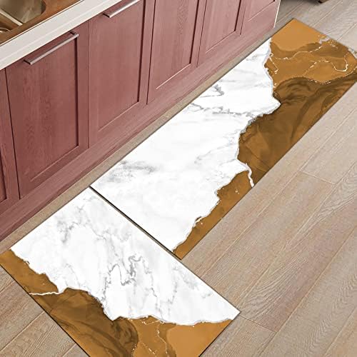 2-Piece Marble Kitchen Rugs Set for Anti-Fatigue Use