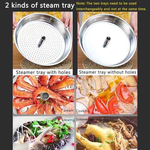 SVRITE Stainless Steel Seafood Steamer Pot - 34CM for Cooking Steaming