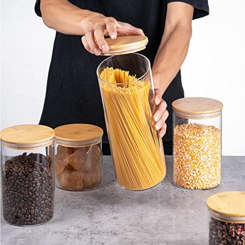 Yuncang Glass Jars Set of 5 with Bamboo Lids 1