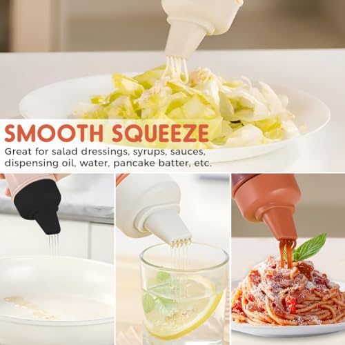 5-Hole Condiment Squeeze Bottles 12oz 6-Piece Set with Labels Brushes