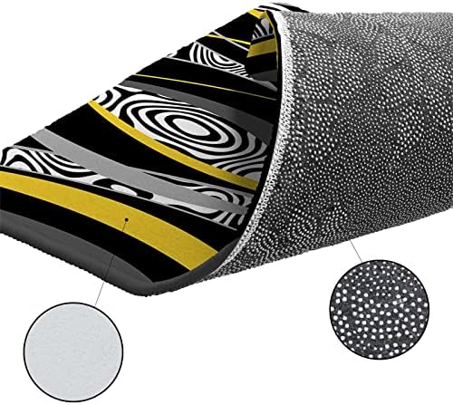 Yellow Geometric Kitchen Rug Set 2PCS Non-Slip Soft Absorbent Mats