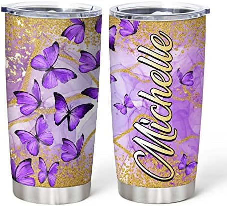 Hyturtle Personalized Butterfly Lover Stainless Steel Tumbler