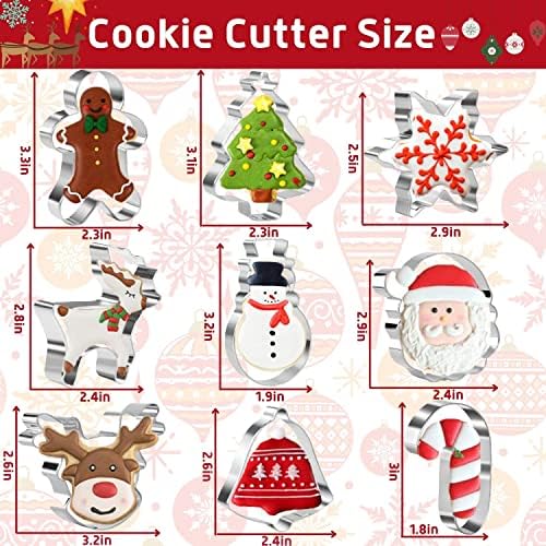 Festive Christmas Cookie Cutters Set - Durable stainless steel 9Shapes Safe Versatile