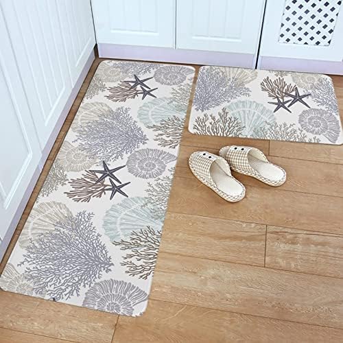 Cozy Ocean Waves Kitchen Bathroom Standing Mat Set