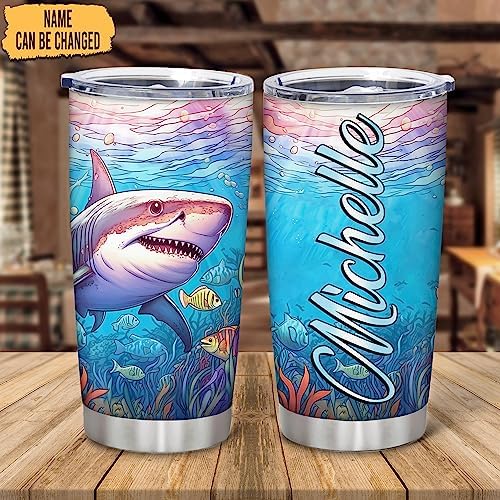 Hyturtle Personalized Shark Lovers Stainless Steel Tumbler