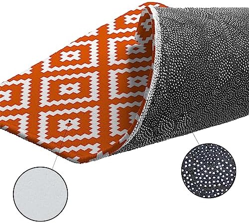 Orange Geometric Kitchen Rugs 2-Pack