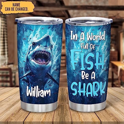 Personalized Shark Lovers Stainless Steel Tumbler 20 oz