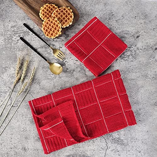 Glynniss Red Kitchen Towels and Dishcloths Set of 8