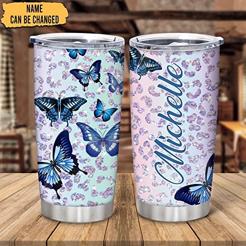 Hyturtle Custom Name Butterfly Design 20oz Tumbler With Lid
