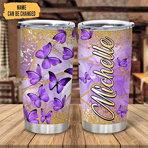 Hyturtle Personalized Butterfly Lover Stainless Steel Tumbler